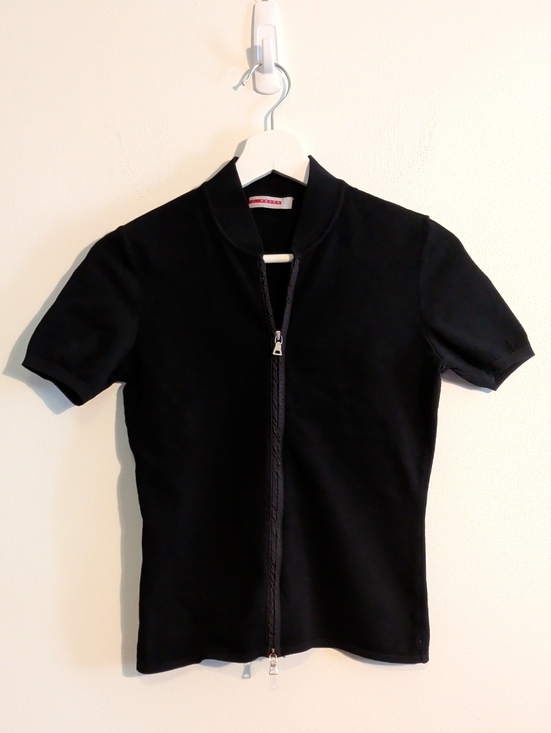 Prada Tops - PRADA milano knit short sleeve top with double zipper - size xs / s